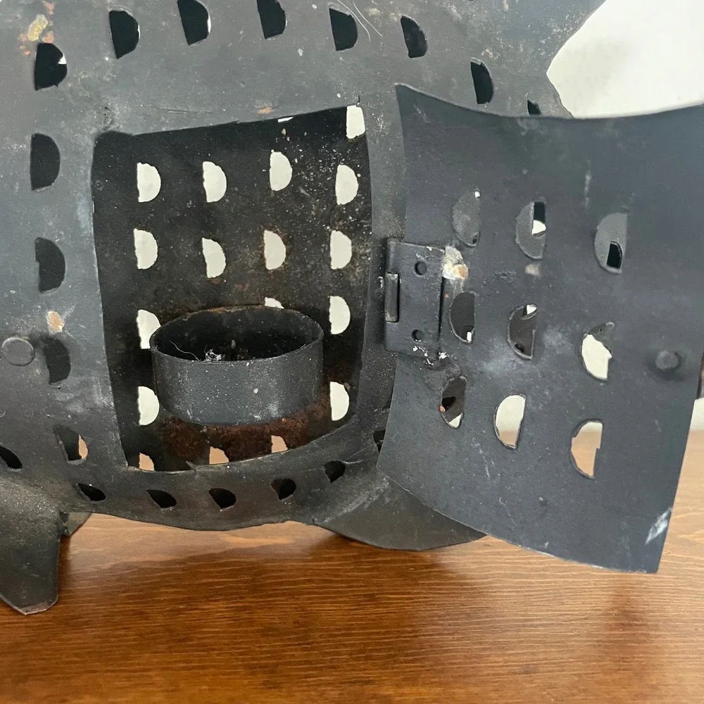Rustic Metal Handcrafted Fish Tea Light/Candle Holder Lantern Distressed‎ READ